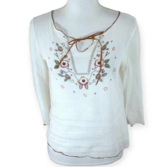 TASTY BOHO-INSPIRED CREAM BLOUSE SZ.S EUC - Picture 2 of 5